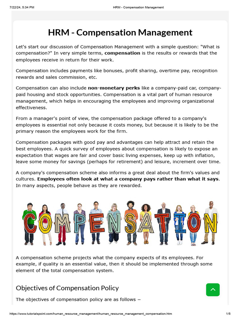 Understanding Compensation Management | PDF | Cost Of Living | Employment