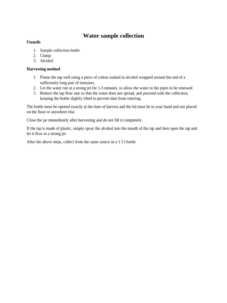 Water Sample Collection Guide | PDF