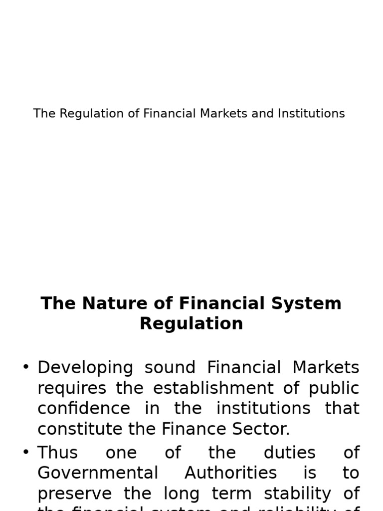 Financial Market Regulation Overview | PDF | Interest | Financial Markets