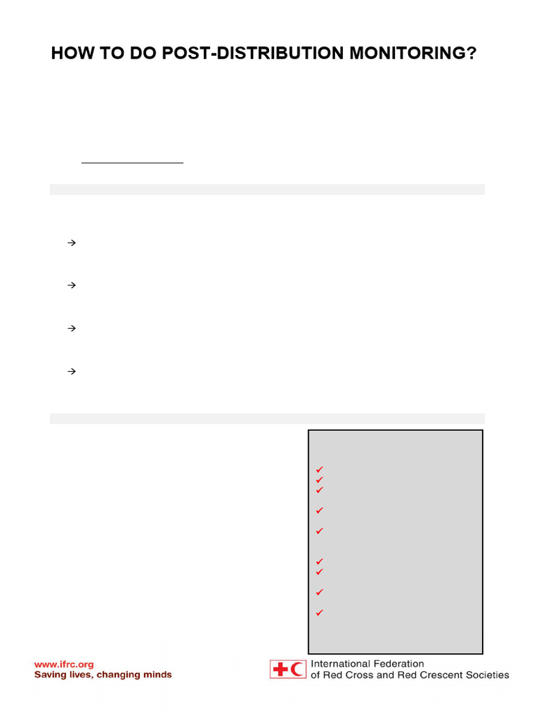 Post-Distribution Monitoring Guide | PDF | Focus Group | Survey Methodology