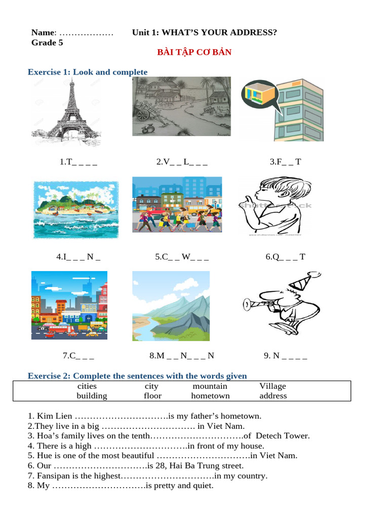 Grade 5 Address and Daily Routines Exercises | PDF