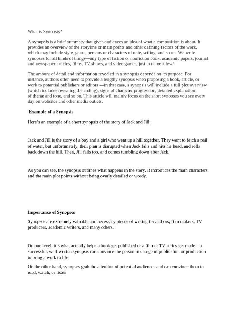 Elements of Synopsis 16102020 012212pm | PDF | Plot (Narrative)