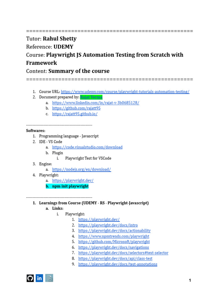 Playwright JS Automation Course Overview | PDF | Safari (Web Browser ...