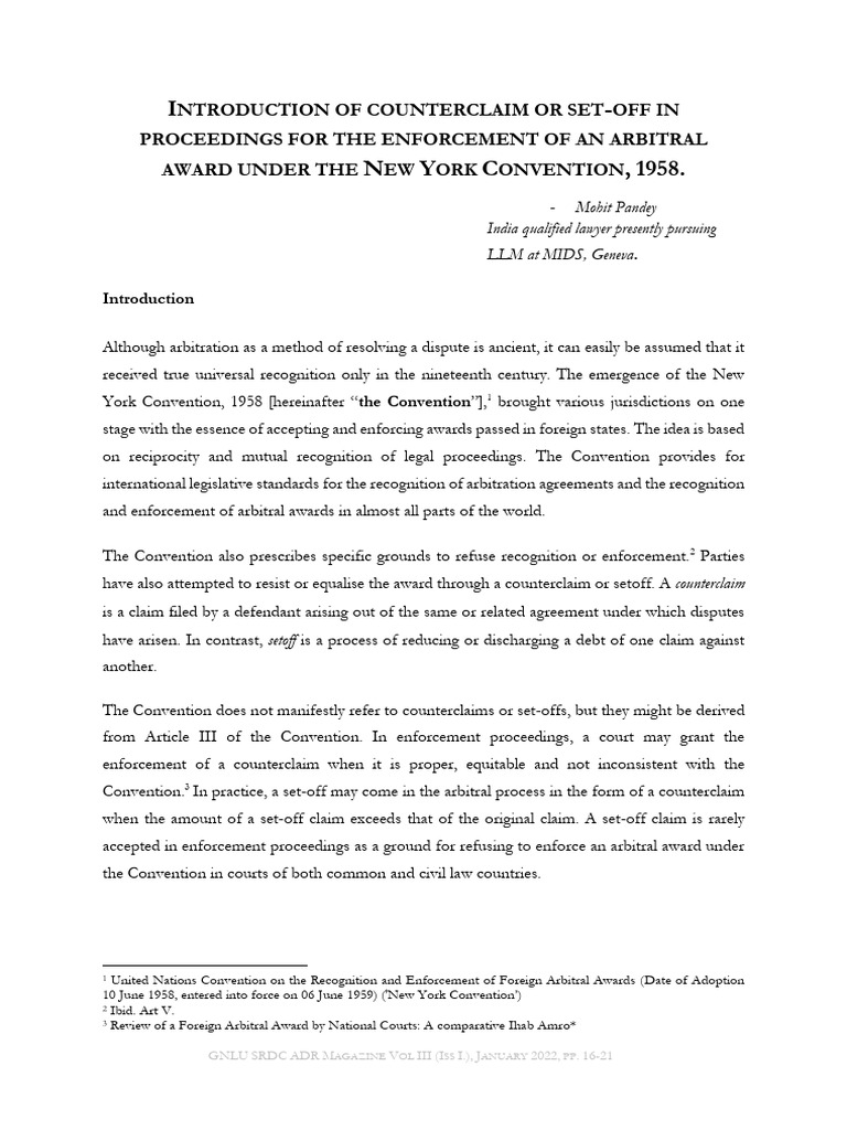 Counterclaims in Arbitral Award Enforcement | PDF | Arbitration ...