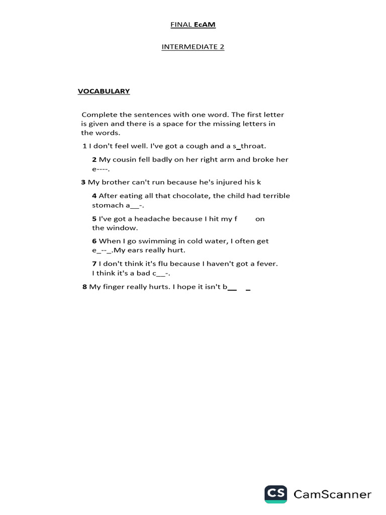 Intermediate English Test Practice | PDF