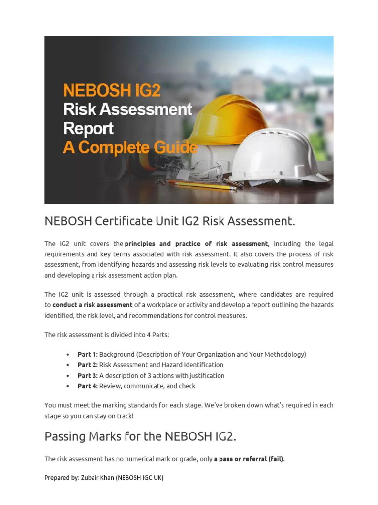 NEBOSH IG2 Risk Assessment Guide | PDF | Hazards | Risk