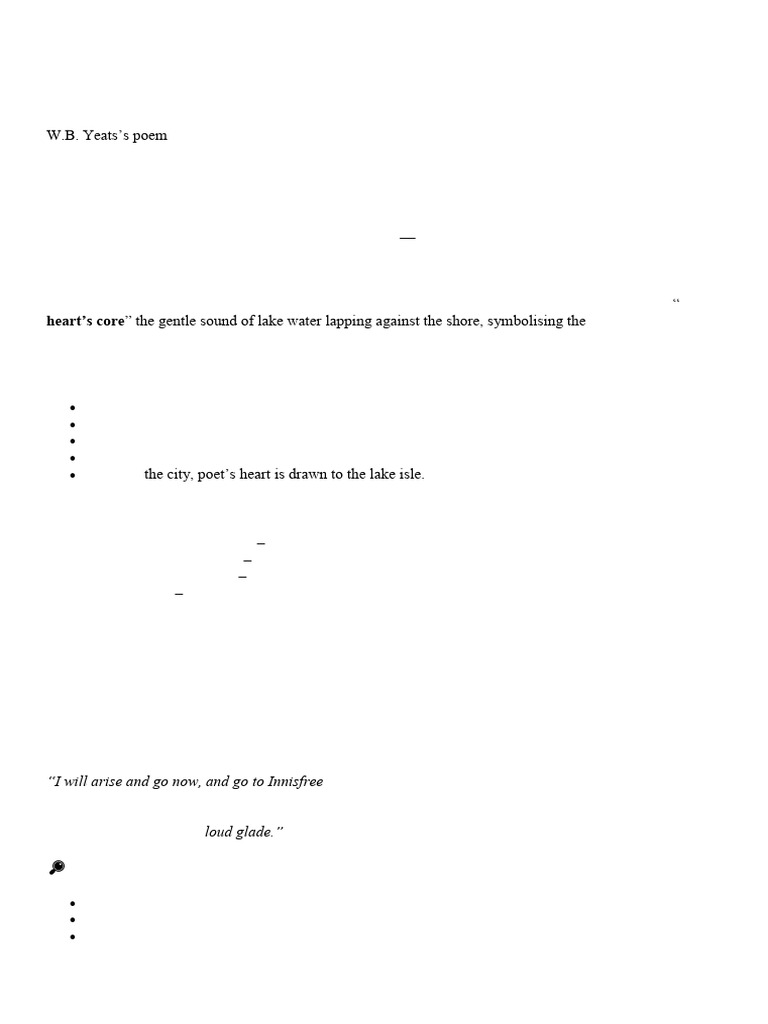 Yeats' Yearning for Innisfree's Peace | PDF