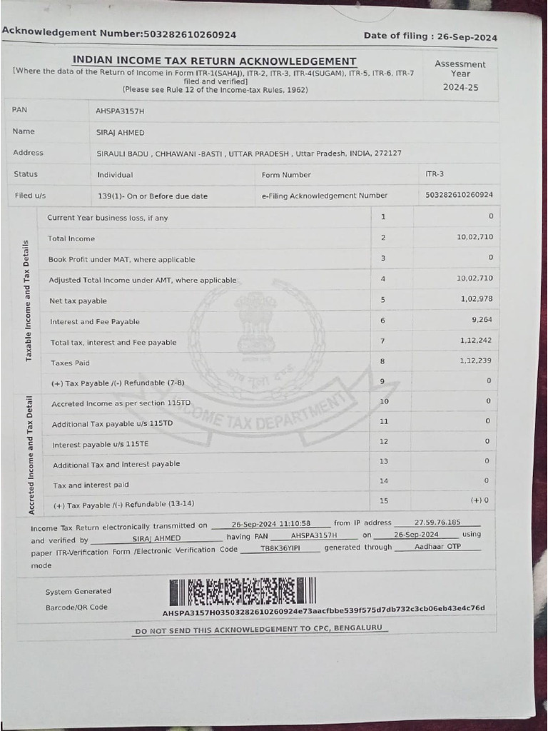 Itr Ay 24-25 | PDF