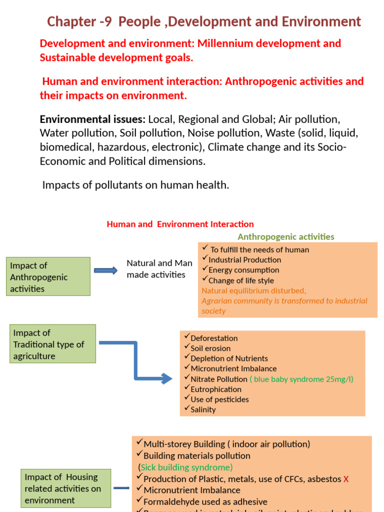 Human-Environment Interaction & Development Goals | PDF | Pollution ...