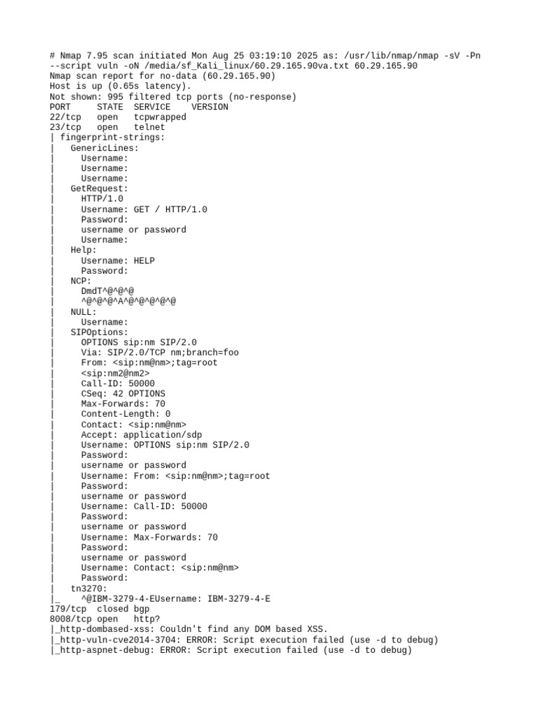 Nmap 7.95 Vulnerability Scan Report | PDF | Security | Computer Security