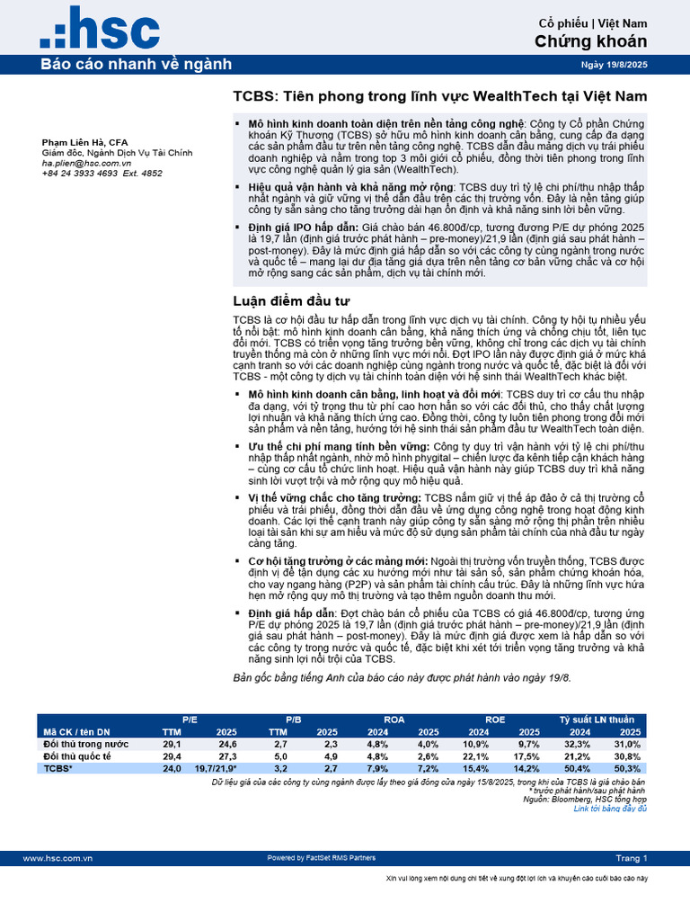 TCBS Update by HSC 19.8.2025 | PDF