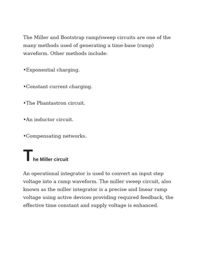 Miller and Bootstrap Ramp Generators | PDF | Amplifier | Electrical ...