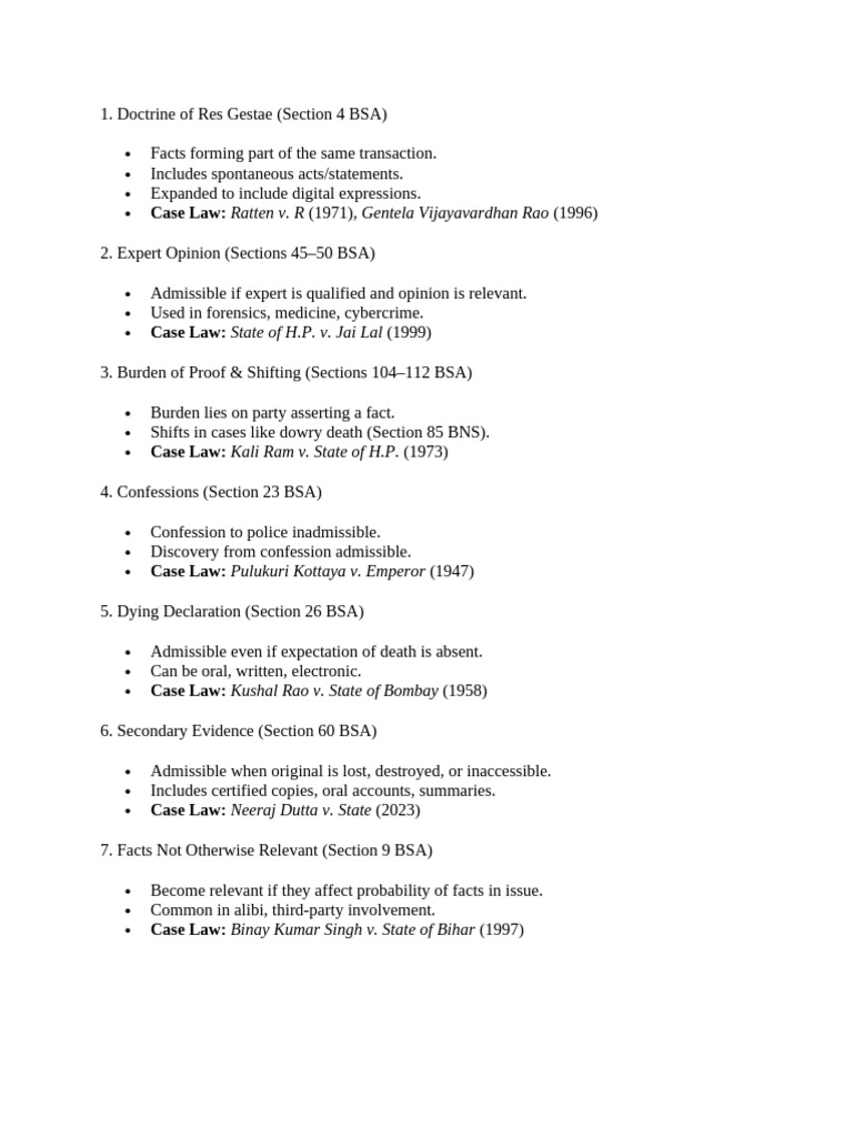 Key Legal Evidence Concepts Explained | PDF | Evidence (Law) | Burden ...
