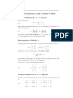 5.3 Determinants and Cramer's Rule: Unique Solution of A 2 × 2 System