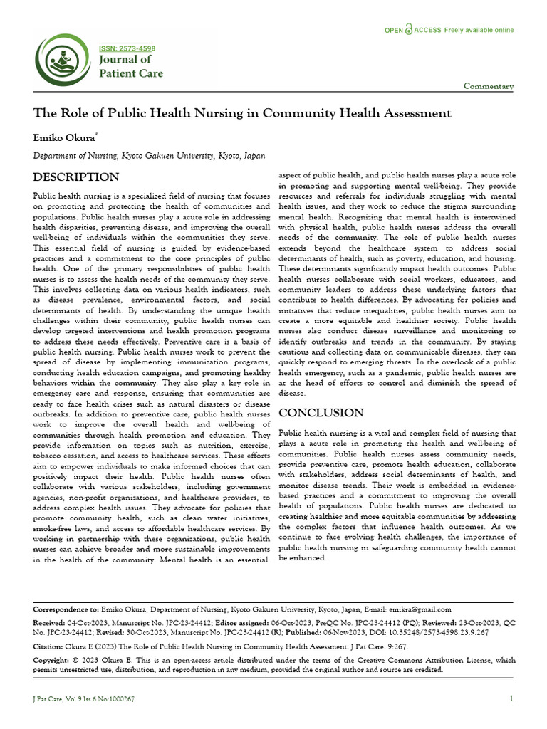 Public Health Nursing in Community Health | PDF | Public Health ...