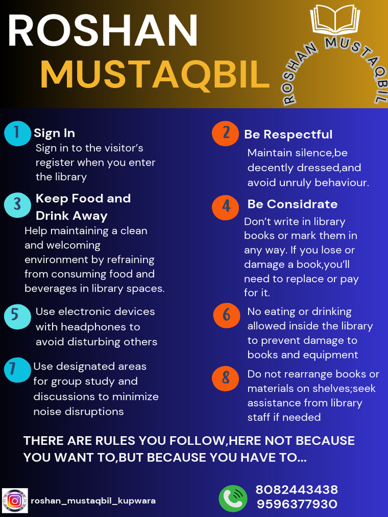Green Blue Library Rules Poster (7)TDYDGJCFJGDTY | PDF