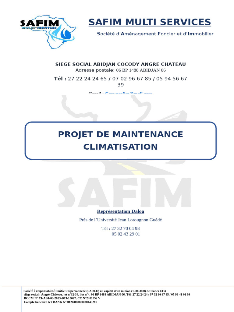 Contrat de Maintenance Climatisation SAFIM | PDF | Banques
