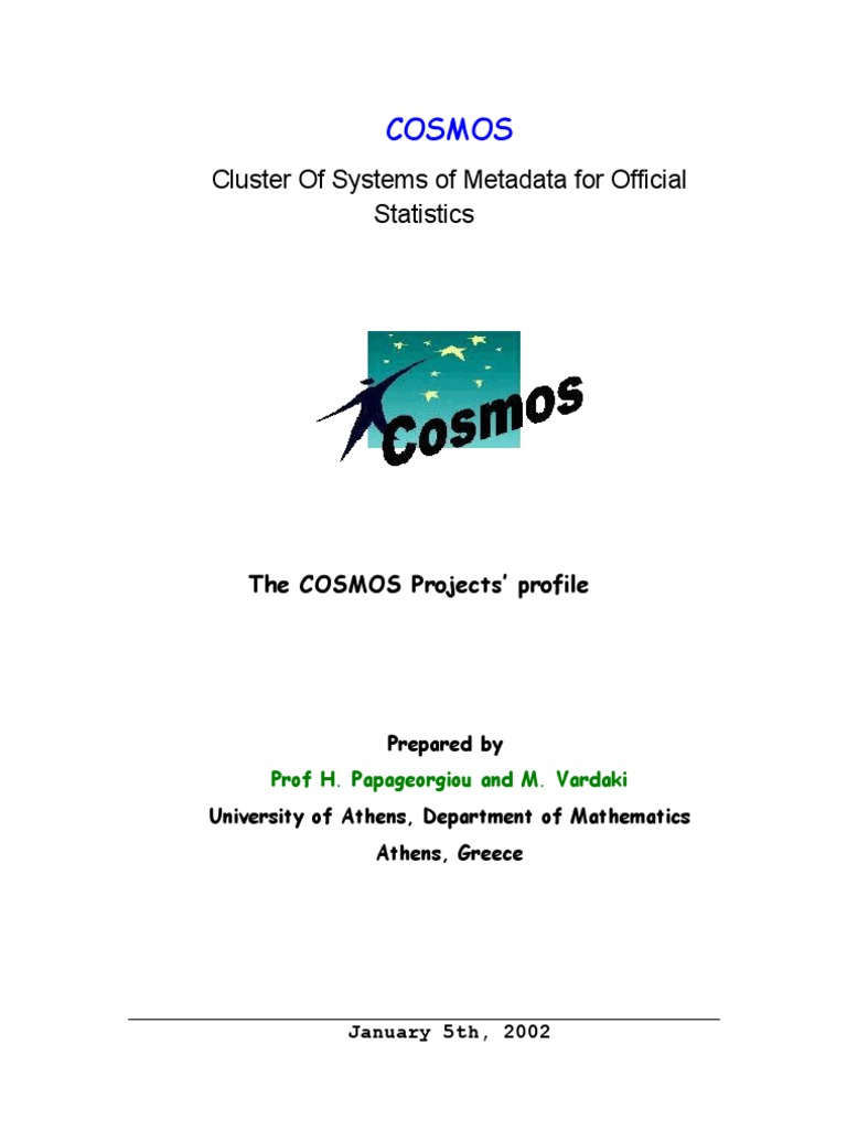 Cosmos Cluster Of Systems Of Metadata For Official Statistics Pdf
