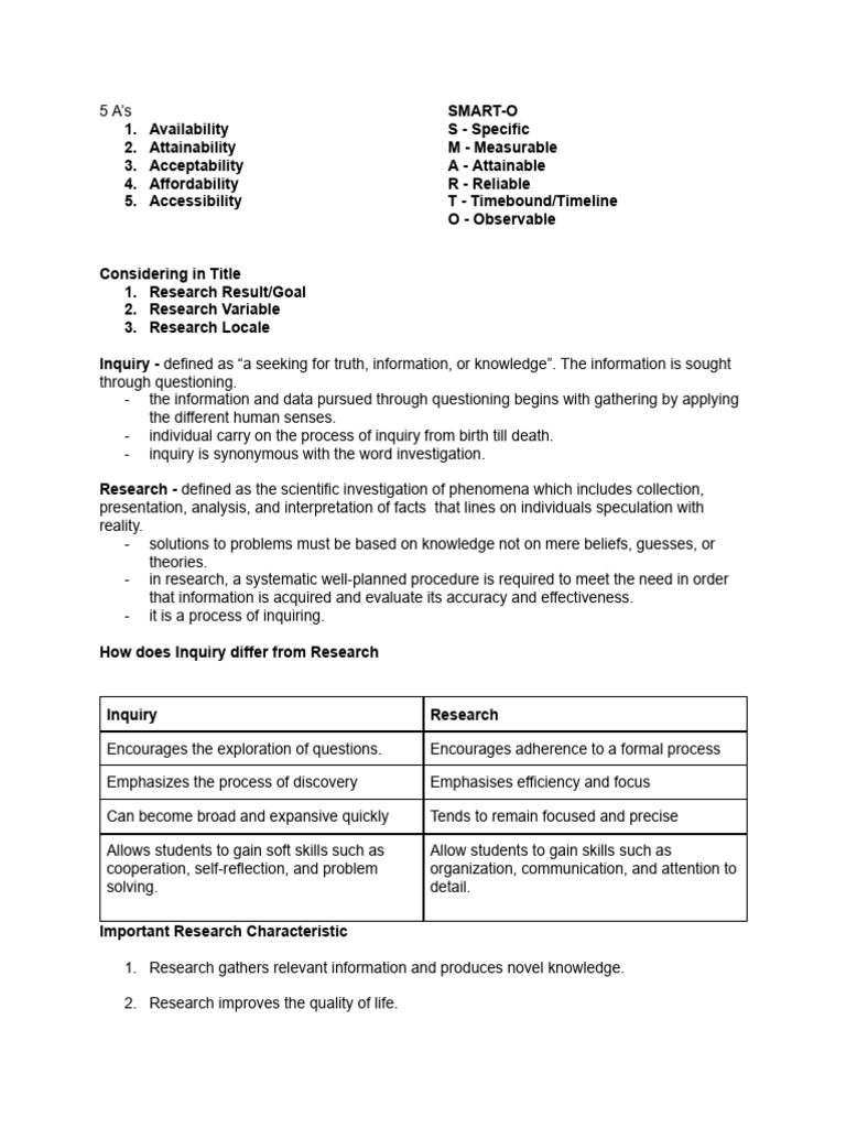 Inquiry vs. Research: Key Differences | PDF | Quantitative Research ...