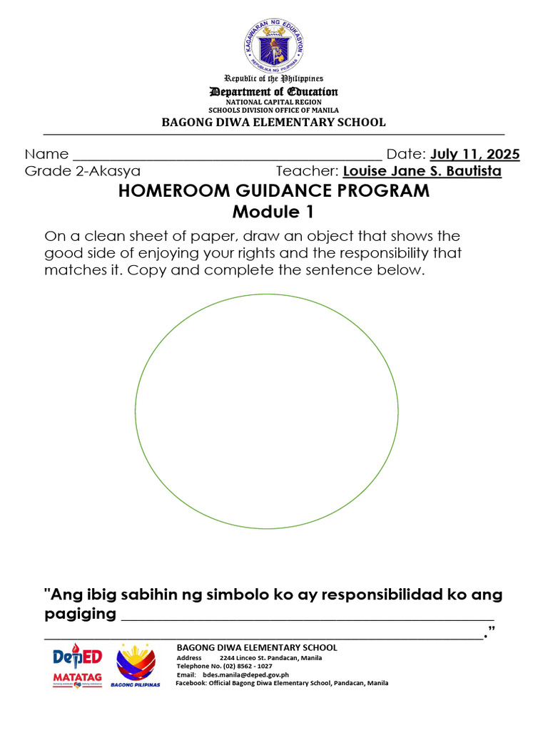 Homeroom Guidance Program Module 1 | PDF