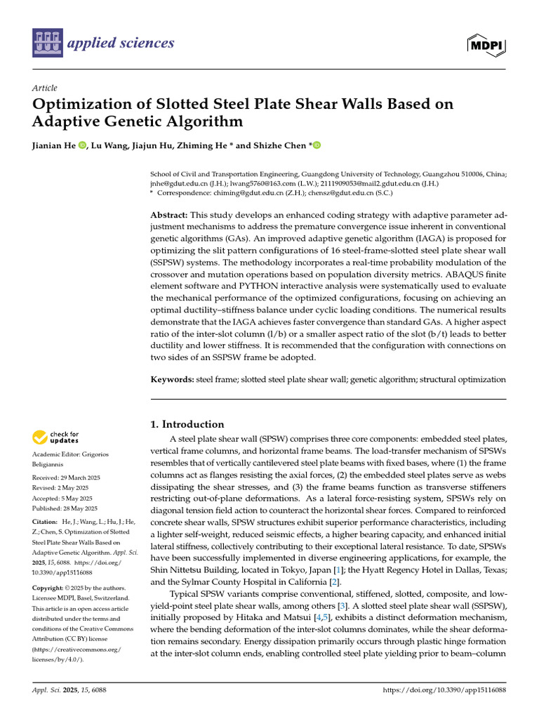Optimization of Slotted Steel Plate Shear Walls Ba | PDF | Buckling ...