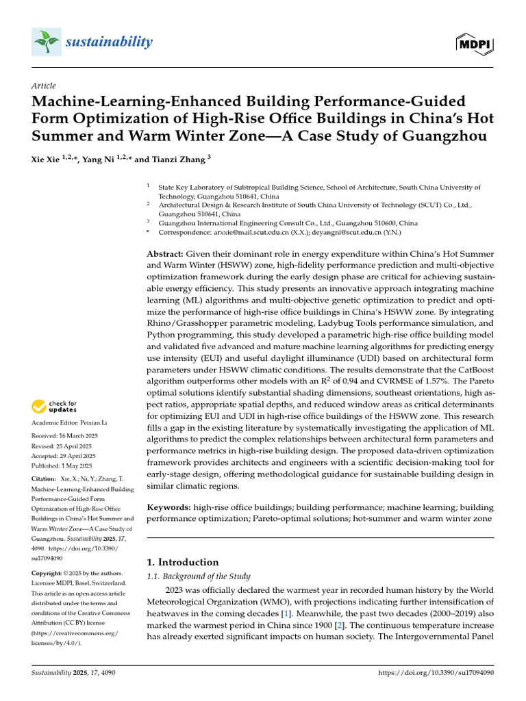 Machine Learning for High-Rise Building Optimization | PDF | Energy ...
