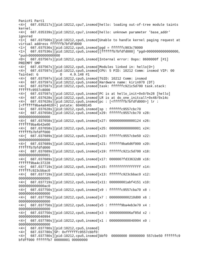 Kernel Panic Log Analysis Part 1 | PDF | Computing | Operating System ...