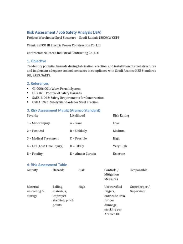 Free Risk Assessment for Steel Construction | PDF | Personal Protective ...