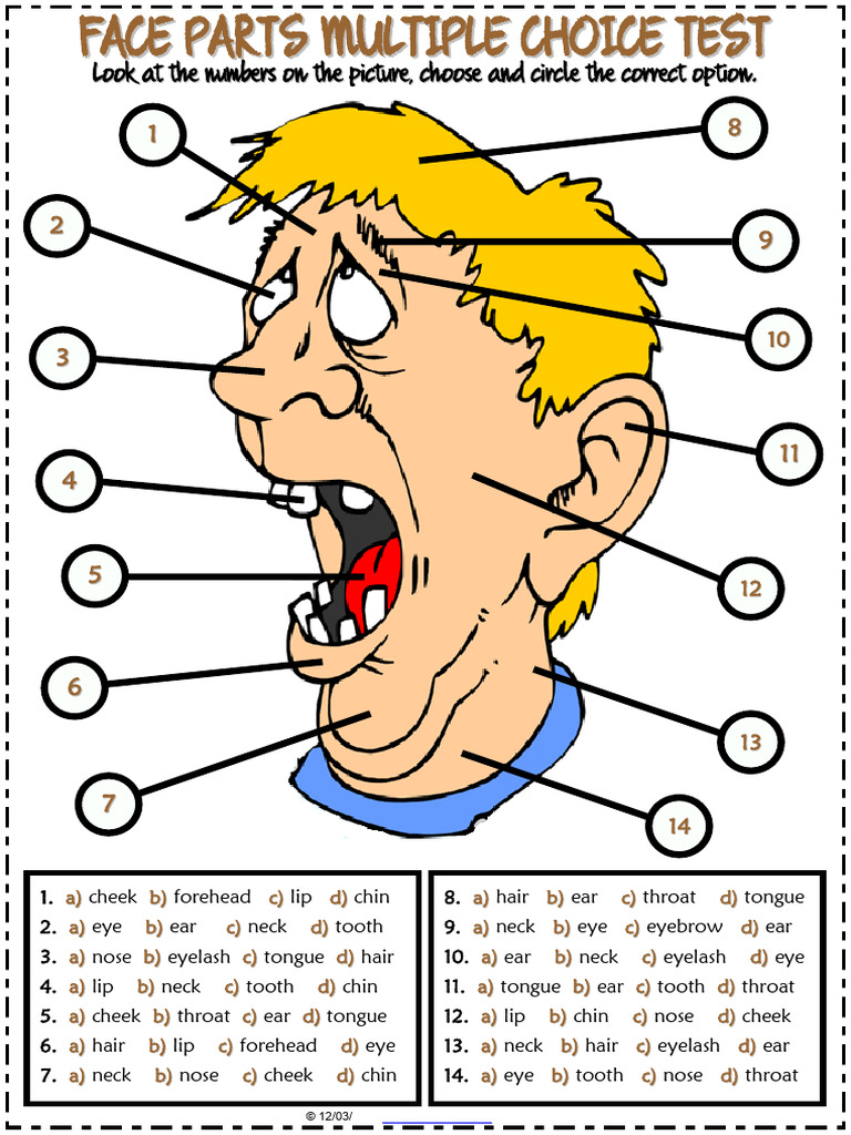 Face Parts Multiple Choice Test | PDF | Chess Openings | Chess