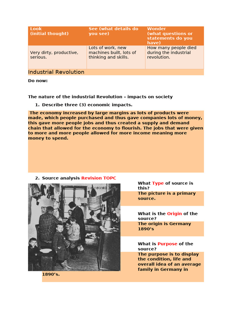 Economic and Social Impacts of the Industrial Revolution | PDF | Labour ...
