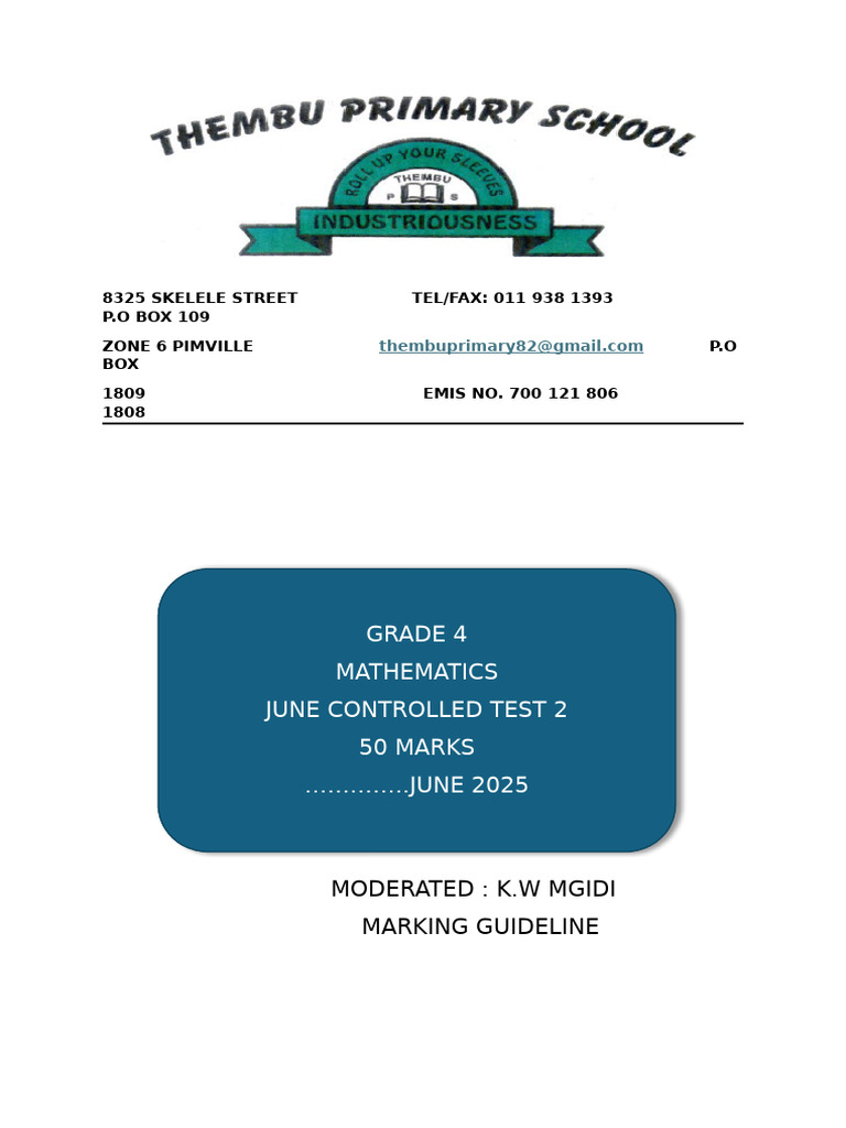 Grade 4 Mathematics Test Guidelines | PDF