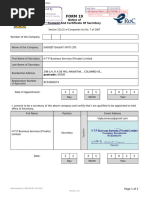Consent to Act as Secretary - Form 45B | PDF | Finance & Money ...