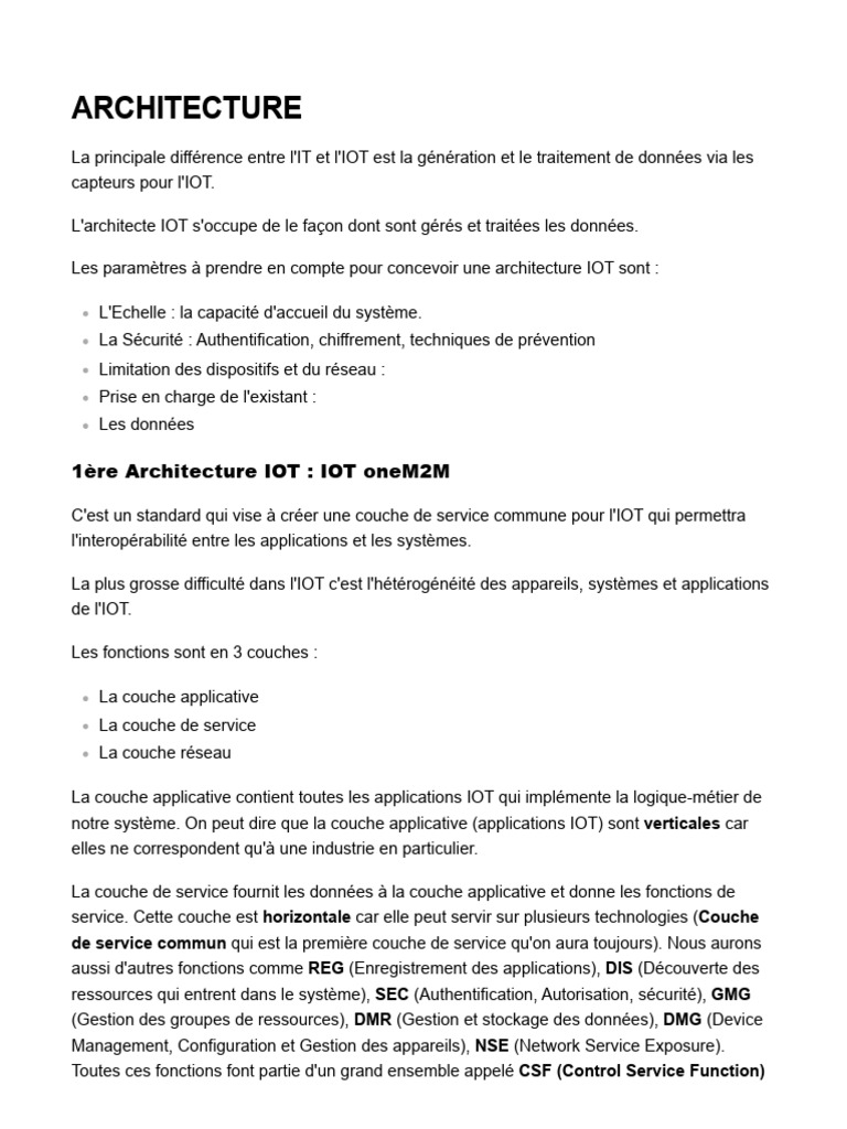Architecture de l'Internet des Objets | PDF | Internet des objets ...