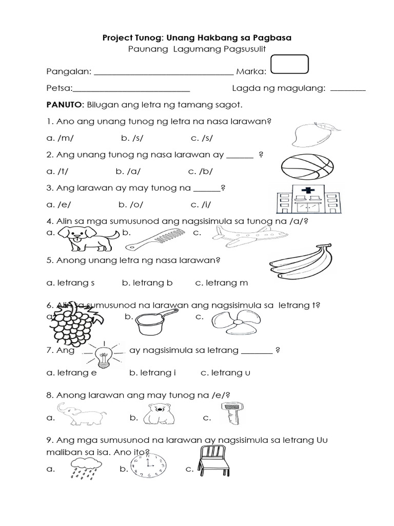 PROJECT TUNOG-Panapos Na Lagumang Pagtataya | PDF