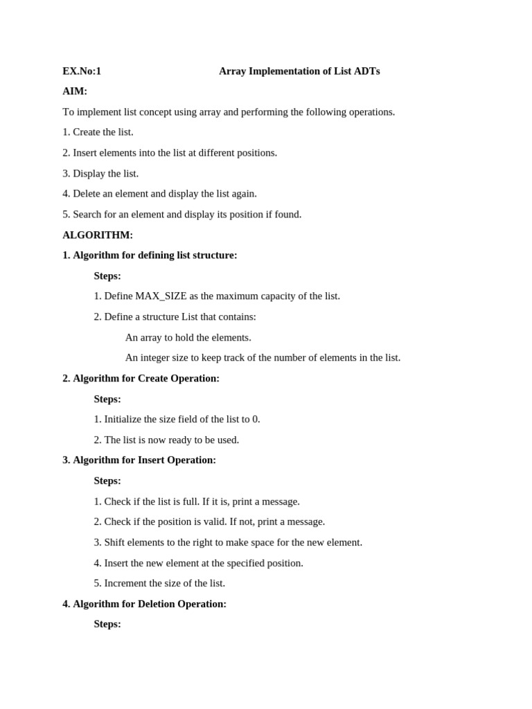 Array List Operations Implementation | PDF | Computer Programming ...