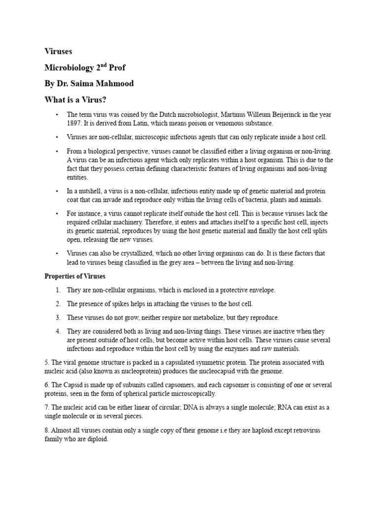 Understanding Viruses: Characteristics & Classification | PDF | Virus ...