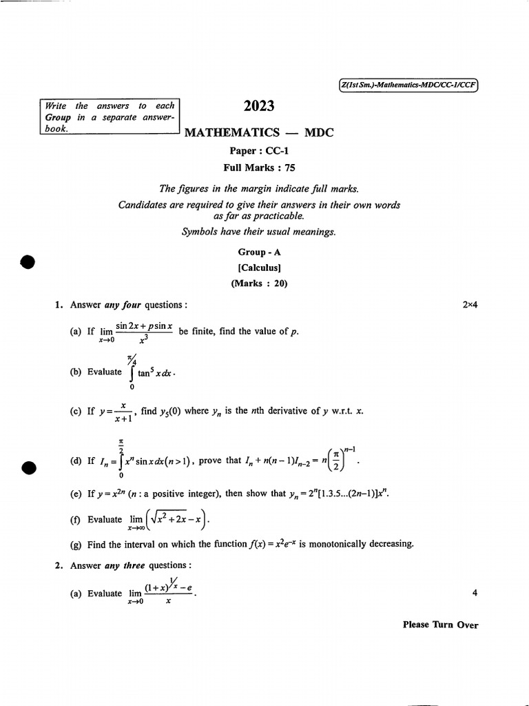 Mathematics MDC 2023 | PDF