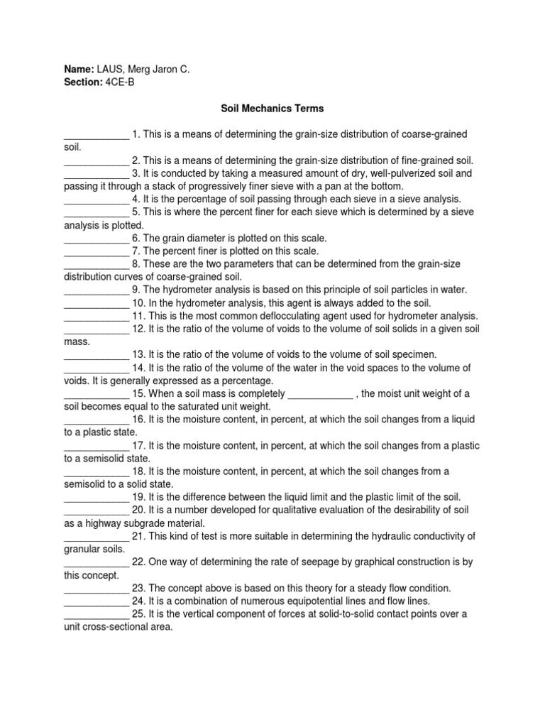 SOIL MECHANICS TERMS intelligence overview
