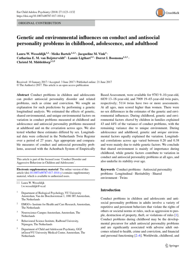 Genetic and Environmental Influences on Conduct Problems | PDF ...