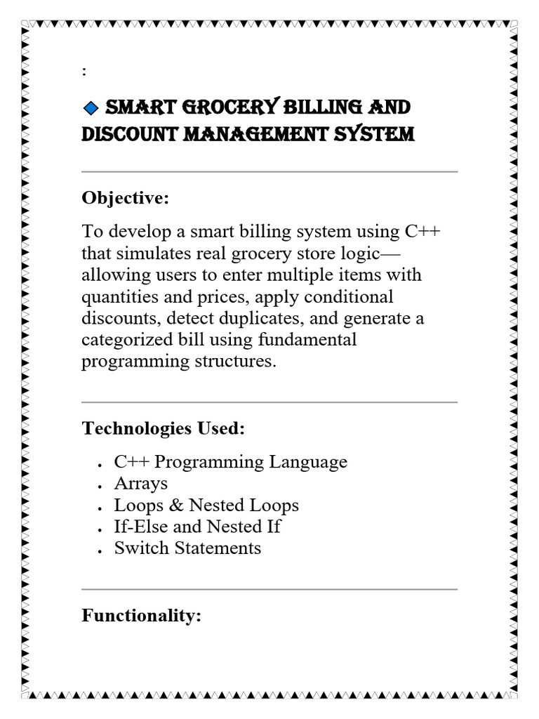 Smart Grocery Billing System in C++ | PDF | Control Flow | System