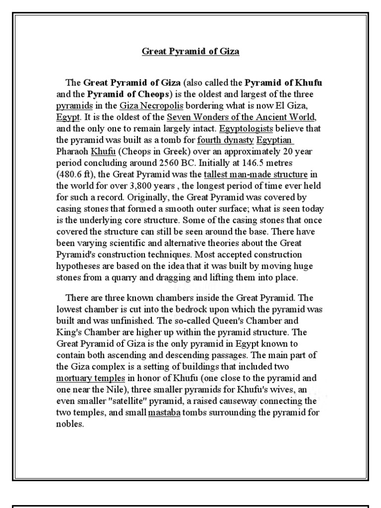 Great Pyramid of Giza Overview | PDF | Egyptian Pyramids