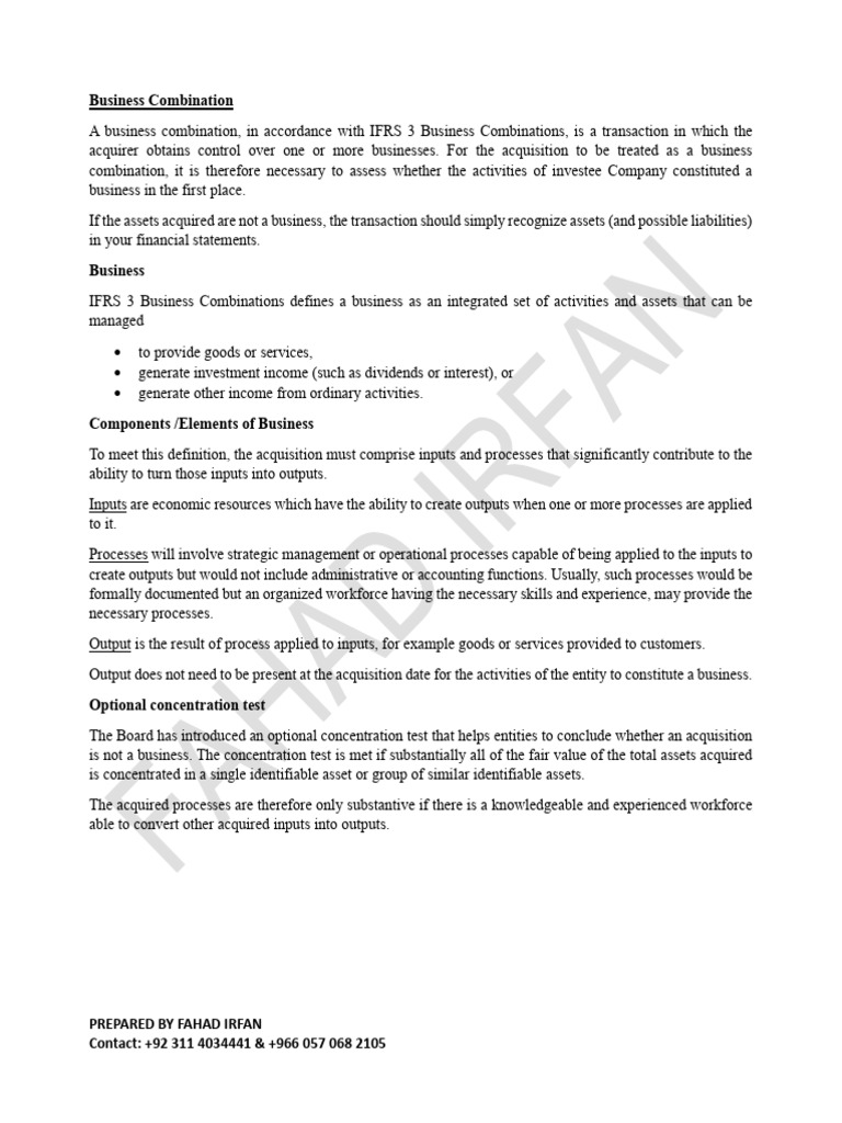 Understanding IFRS 3 Business Combinations | PDF | Mergers And ...