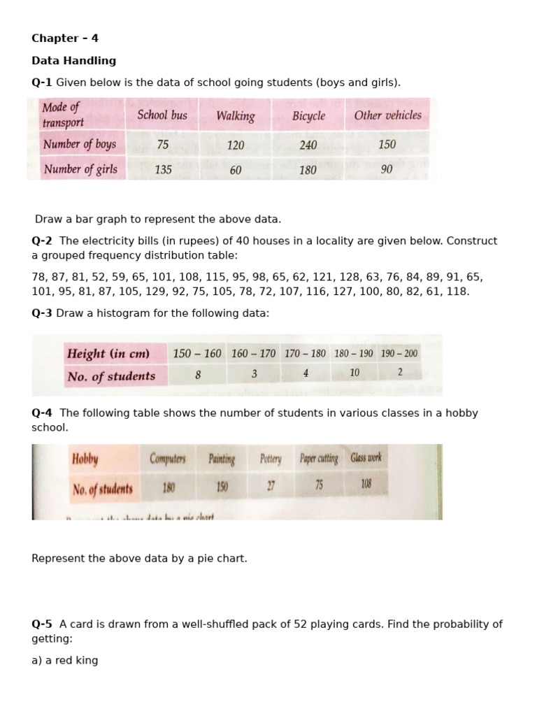 Data Handling and Probability Exercises | PDF