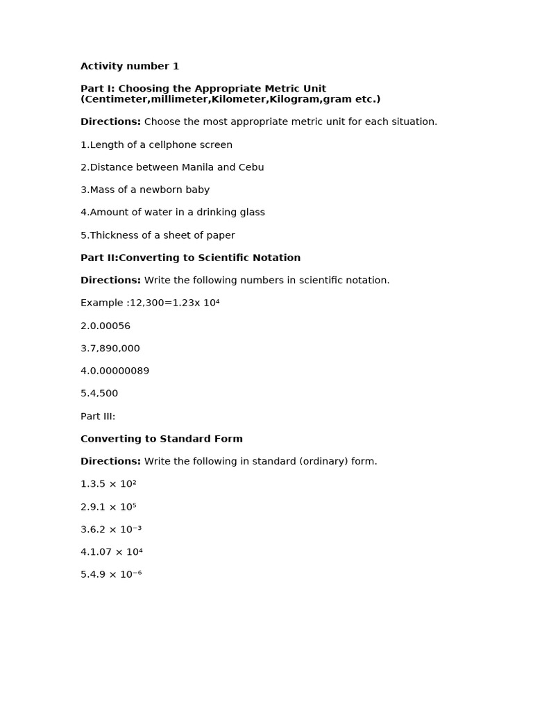 Metric Units and Scientific Notation Guide | PDF