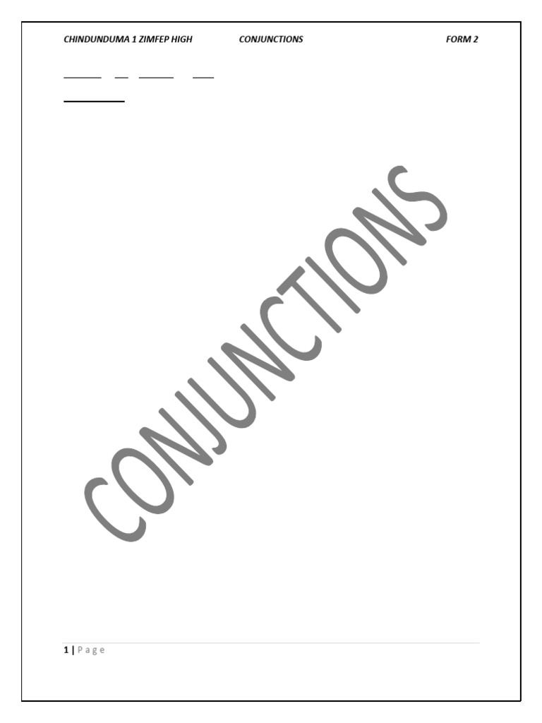 Conjunctions Practice for Form 2 | PDF