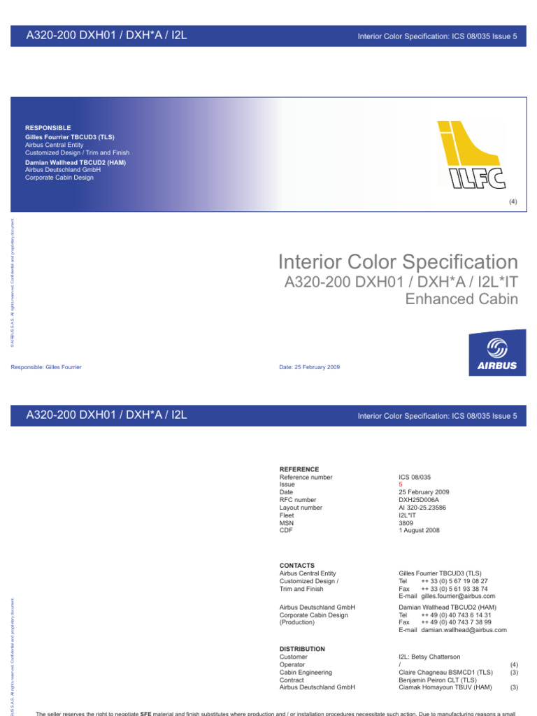 A320-200 Interior Color Specification | PDF