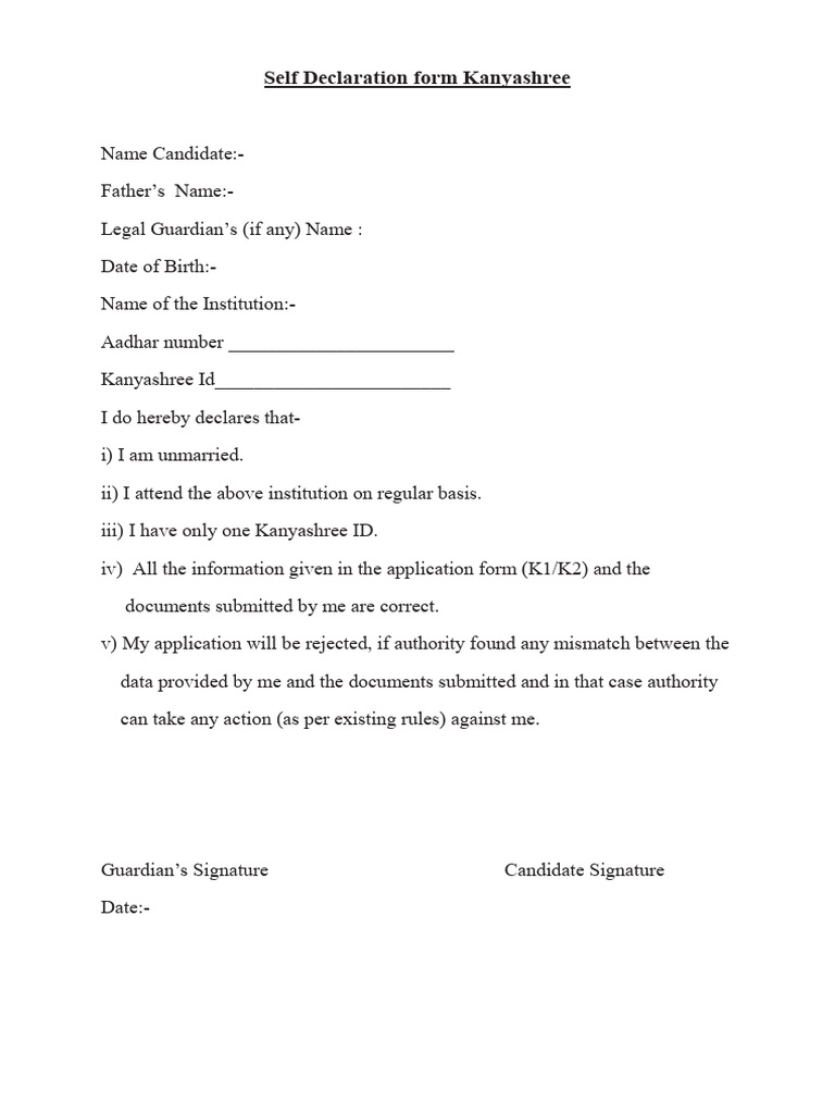 Self Declaration | PDF