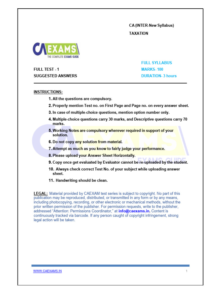 Paper 3 Taxation 174360014320250402060423 | PDF | Capital Gains Tax | Taxes