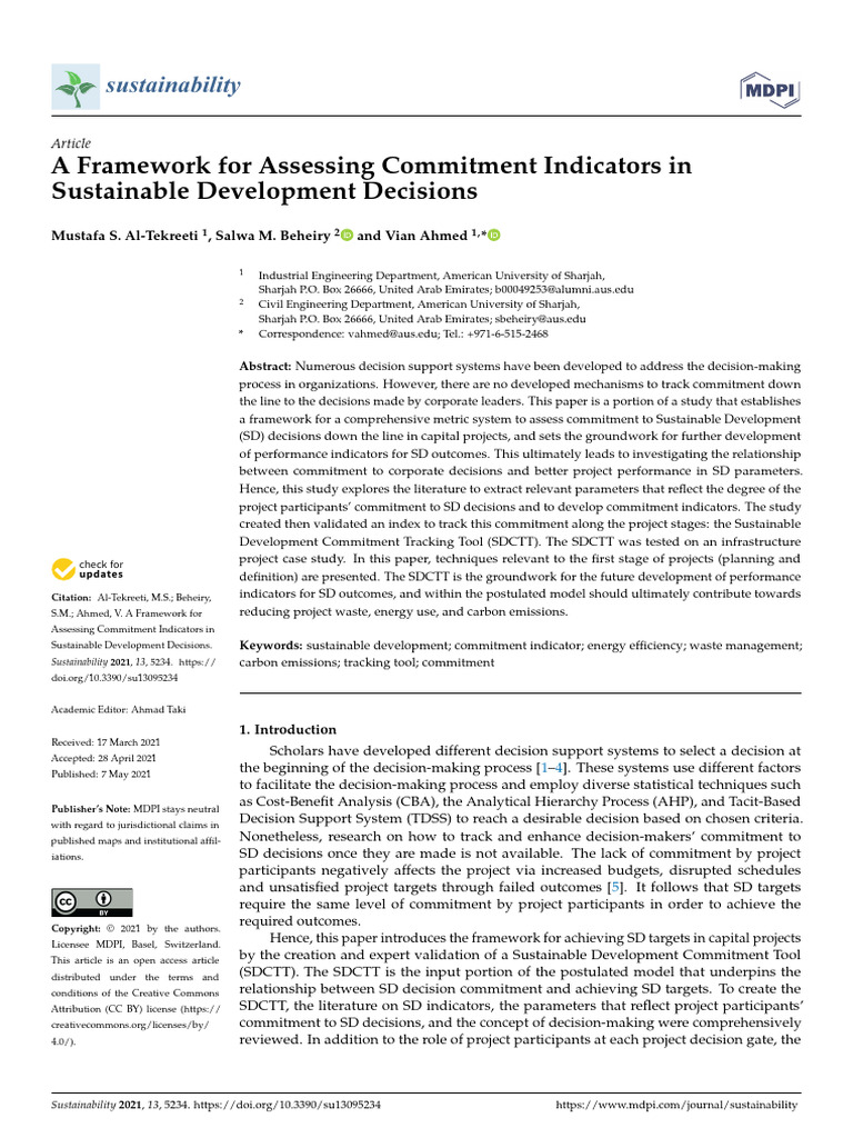 Commitment Indicators for Sustainable Development | PDF | Energy ...