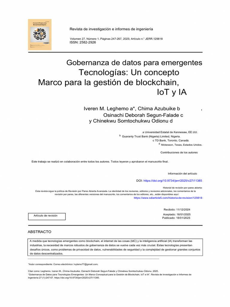 Gobernanza de Datos en Blockchain, IoT e IA | PDF | Internet de las ...